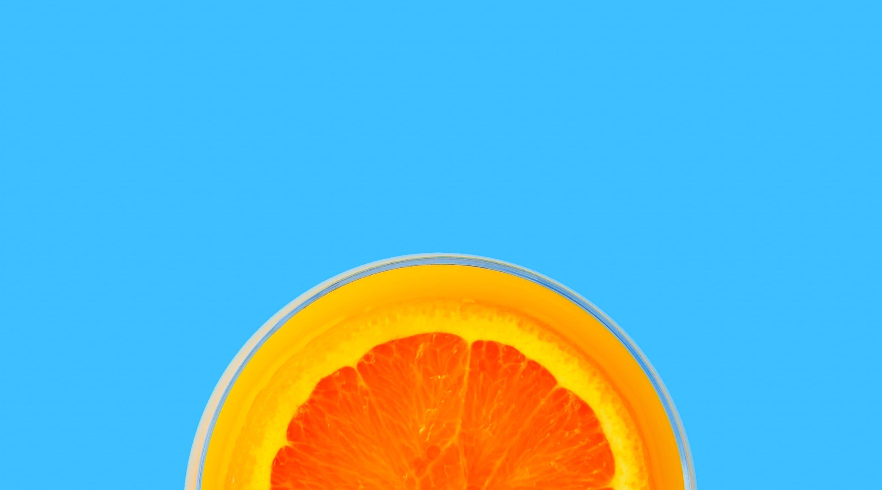 An orange sliced in half